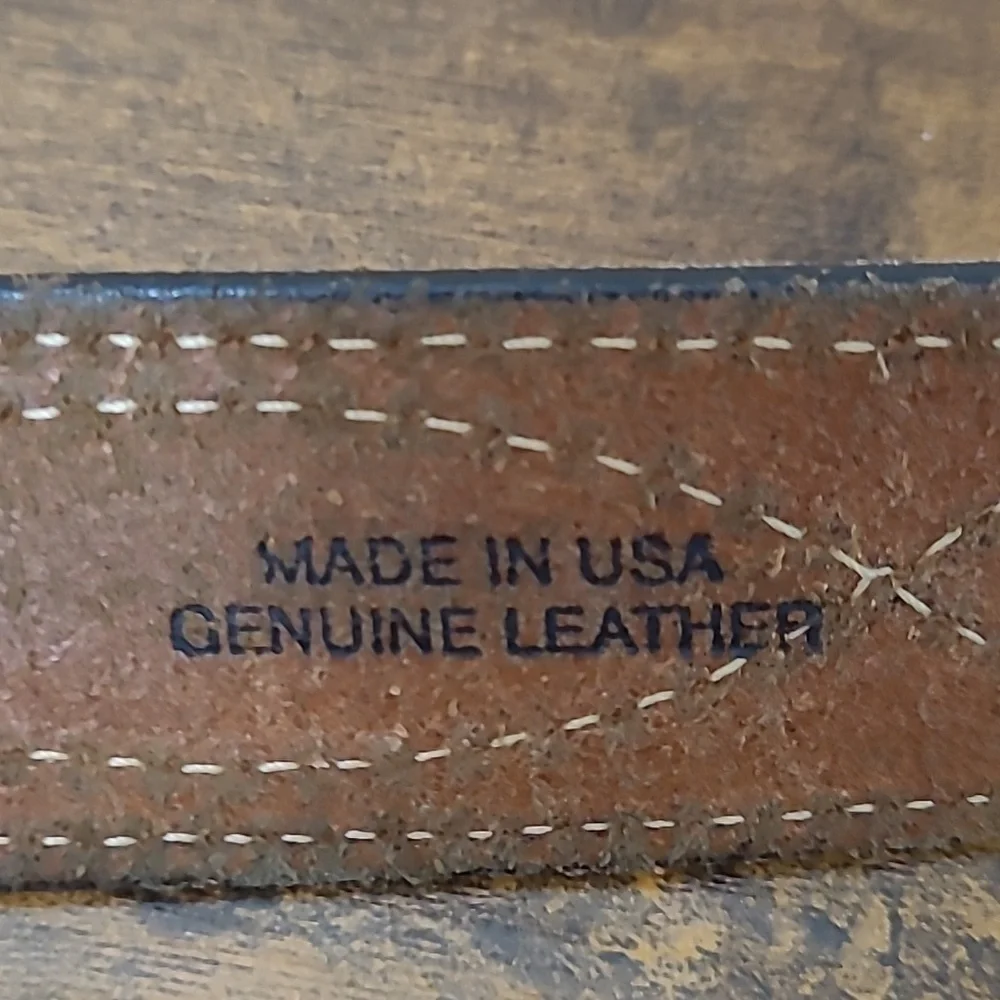 Silver Creek Dark Brown Leather Belt with Silver Hardware size 34